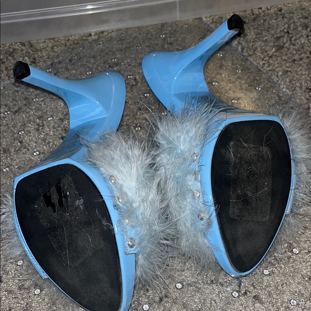 Jeffrey Campbell Blue Marabou Heels - Picture 3 of 4